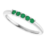 Platinum Round Lab-Grown Green Emerald Milestone Anniversary Band - view 5