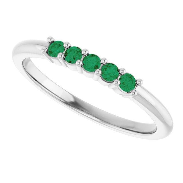 Platinum Round Lab-Grown Green Emerald Milestone Anniversary Band - view 5
