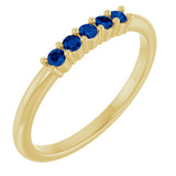 14K Gold Round Lab-Grown Blue Sapphire Milestone Anniversary Band - Yellow Gold