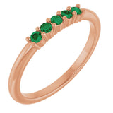 14K Gold Round Lab-Grown Green Emerald Milestone Anniversary Band - Rose Gold