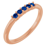 14K Gold Round Natural Blue Sapphire Milestone Anniversary Band - Rose Gold