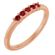 14K Gold Round Natural Red Ruby Milestone Anniversary Band - Rose Gold