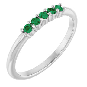 Platinum Round Lab-Grown Green Emerald Milestone Anniversary Band