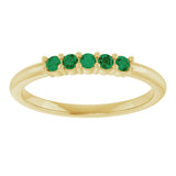 14K Gold Round Natural Green Emerald Milestone Anniversary Band - Yellow Gold - view 3