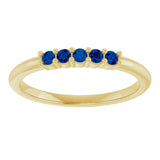 14K Gold Round Lab-Grown Blue Sapphire Milestone Anniversary Band - Yellow Gold - view 3