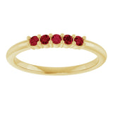 14K Gold Round Lab-Grown Red Ruby Milestone Anniversary Band - Yellow Gold - view 3