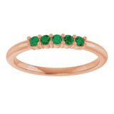 14K Gold Round Natural Green Emerald Milestone Anniversary Band - Rose Gold - view 3