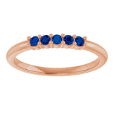 14K Gold Round Lab-Grown Blue Sapphire Milestone Anniversary Band - Rose Gold - view 3