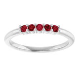 Platinum Round Lab-Grown Red Ruby Milestone Anniversary Band - view 3