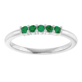 Platinum Round Natural Green Emerald Milestone Anniversary Band - view 3