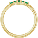 14K Gold Round Lab-Grown Green Emerald Milestone Anniversary Band - Yellow Gold - view 2