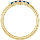 14K Gold Round Natural Blue Sapphire Milestone Anniversary Band - Yellow Gold - view 2