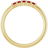 14K Gold Round Lab-Grown Red Ruby Milestone Anniversary Band - Yellow Gold - view 2
