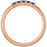 14K Gold Round Lab-Grown Blue Sapphire Milestone Anniversary Band - Rose Gold - view 2