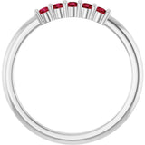 14K Gold Round Natural Red Ruby Milestone Anniversary Band - White Gold - view 2