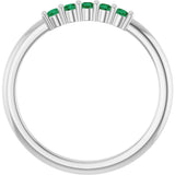 Platinum Round Lab-Grown Green Emerald Milestone Anniversary Band - view 2