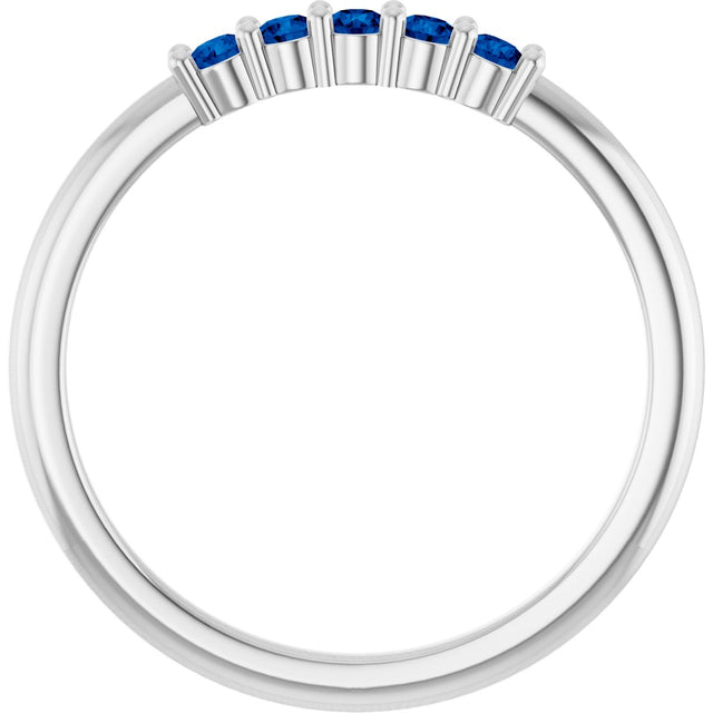 Platinum Round Lab-Grown Blue Sapphire Milestone Anniversary Band - view 2