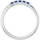 Platinum Round Natural Blue Sapphire Milestone Anniversary Band - view 2