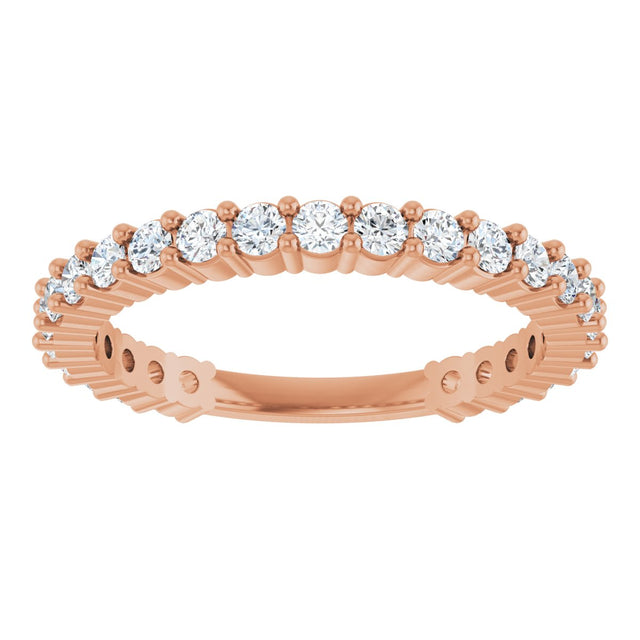 14K Gold Round Natural Diamond Milestone Anniversary Band – 3/4 CTW - Rose Gold - view 3
