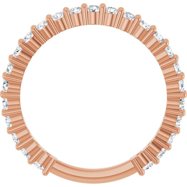 14K Gold Round Natural Diamond Milestone Anniversary Band – 3/4 CTW - Rose Gold - view 2