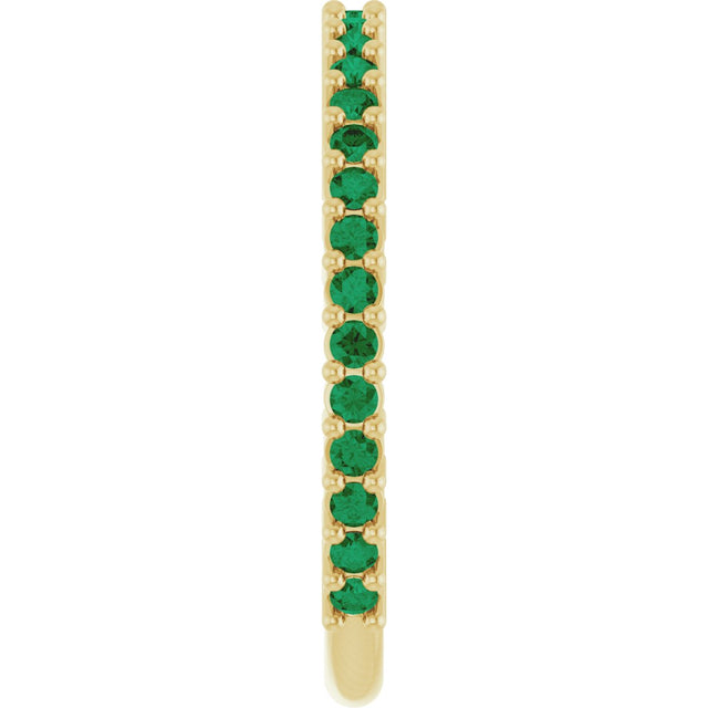 14K Gold Round Natural Green Emerald Milestone Anniversary Band - Yellow Gold - view 4