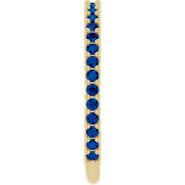 14K Gold Round Lab-Grown Blue Sapphire Milestone Anniversary Band - Yellow Gold - view 4