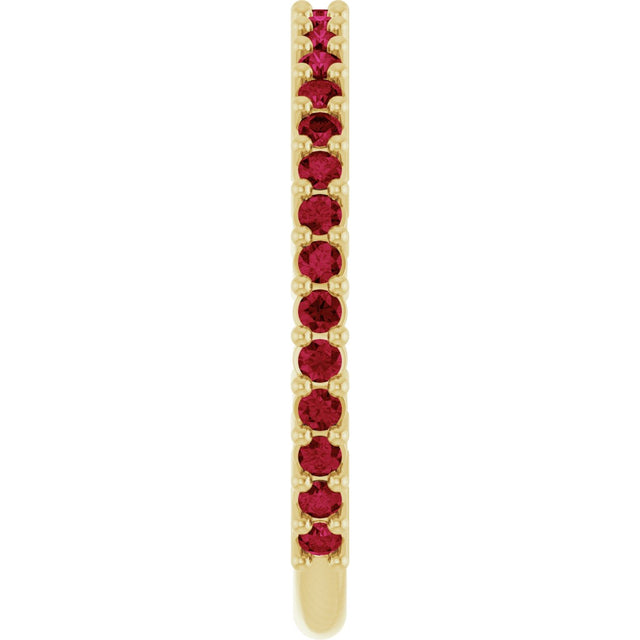 14K Gold Round Natural Red Ruby Milestone Anniversary Band - Yellow Gold - view 4