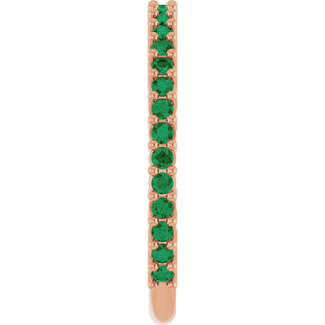 14K Gold Round Lab-Grown Green Emerald Milestone Anniversary Band - Rose Gold - view 4