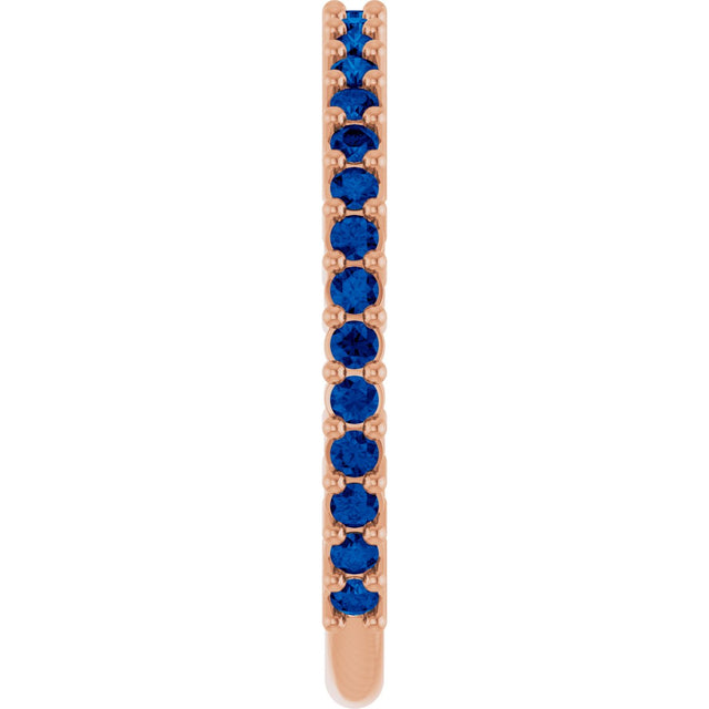 14K Gold Round Natural Blue Sapphire Milestone Anniversary Band - Rose Gold - view 4