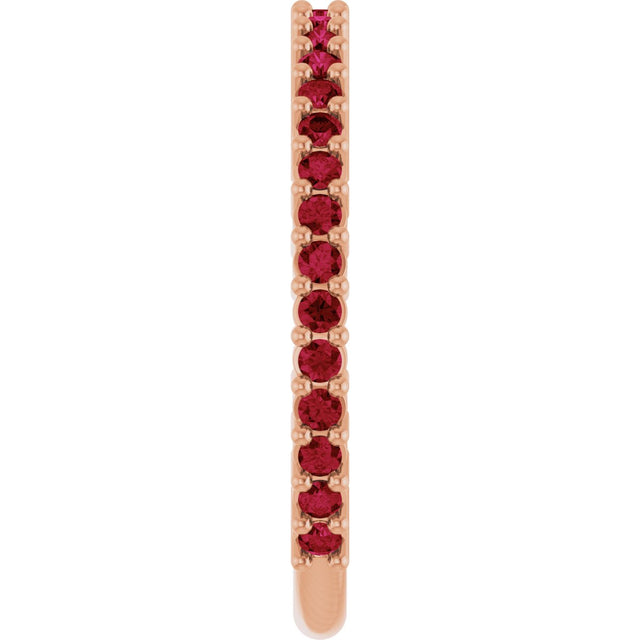 14K Gold Round Natural Red Ruby Milestone Anniversary Band - Rose Gold - view 4