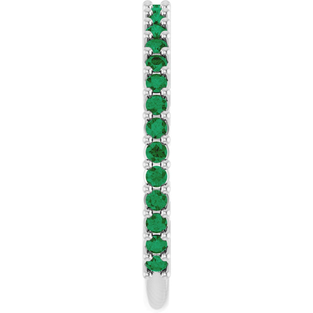 Platinum Round Natural Green Emerald Milestone Anniversary Band - view 4