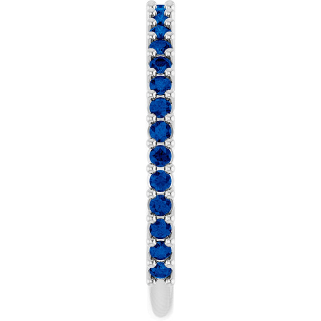 Platinum Round Lab-Grown Blue Sapphire Milestone Anniversary Band - view 4