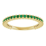 14K Gold Round Natural Green Emerald Milestone Anniversary Band - Yellow Gold - view 3