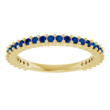 14K Gold Round Lab-Grown Blue Sapphire Milestone Anniversary Band - Yellow Gold - view 3