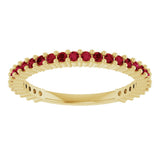 14K Gold Round Natural Red Ruby Milestone Anniversary Band - Yellow Gold - view 3