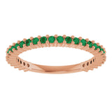 14K Gold Round Lab-Grown Green Emerald Milestone Anniversary Band - Rose Gold - view 3