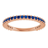 14K Gold Round Natural Blue Sapphire Milestone Anniversary Band - Rose Gold - view 3