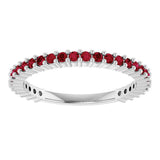 14K Gold Round Natural Red Ruby Milestone Anniversary Band - White Gold - view 3