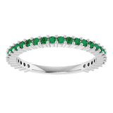 Platinum Round Lab-Grown Green Emerald Milestone Anniversary Band - view 3