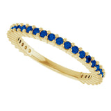 14K Gold Round Lab-Grown Blue Sapphire Milestone Anniversary Band - Yellow Gold - view 5