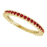 14K Gold Round Lab-Grown Red Ruby Milestone Anniversary Band - Yellow Gold - view 5