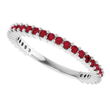 Platinum Round Natural Red Ruby Milestone Anniversary Band - view 5