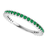Platinum Round Natural Green Emerald Milestone Anniversary Band - view 5