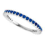 Platinum Round Lab-Grown Blue Sapphire Milestone Anniversary Band - view 5