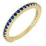 14K Gold Round Lab-Grown Blue Sapphire Milestone Anniversary Band - Yellow Gold