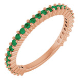 14K Gold Round Lab-Grown Green Emerald Milestone Anniversary Band - Rose Gold