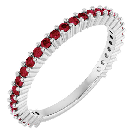 Platinum Round Natural Red Ruby Milestone Anniversary Band