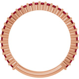 14K Gold Round Lab-Grown Red Ruby Milestone Anniversary Band - Rose Gold - view 2