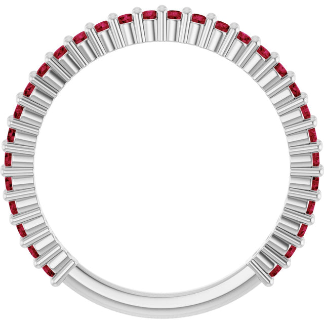 Platinum Round Lab-Grown Red Ruby Milestone Anniversary Band - view 2