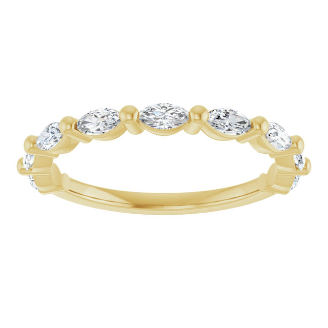 14K Gold Marquise Lab-Grown Diamond Shared-Prong Anniversary Band – 1/4–1/2 CTW - Yellow Gold - view 3